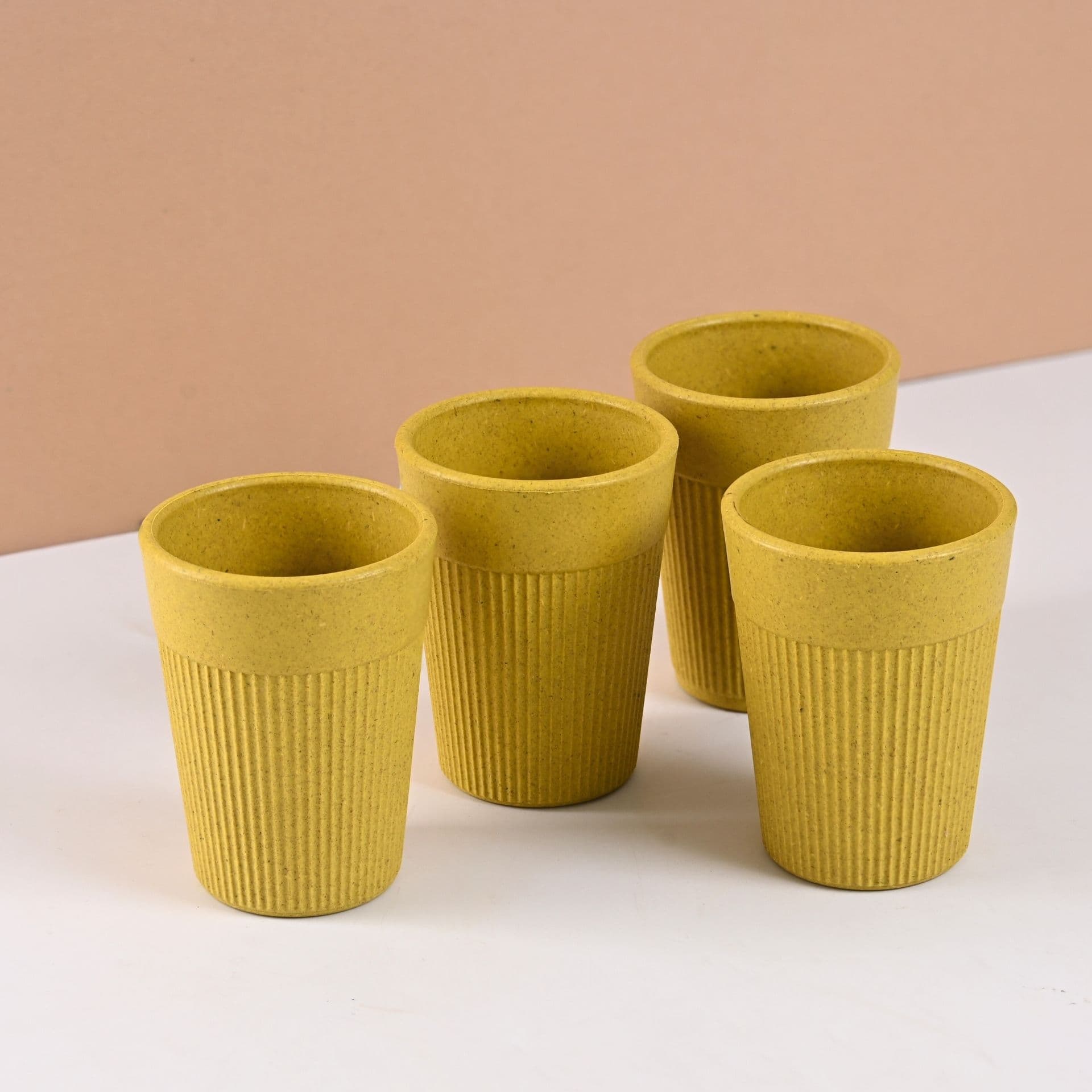 earth friendly eco nova drinking glass set of 4 350 ml for water and juice tumblers made with rice husk bamboo fibers microwave safe coffee cup for hot cold - View 1