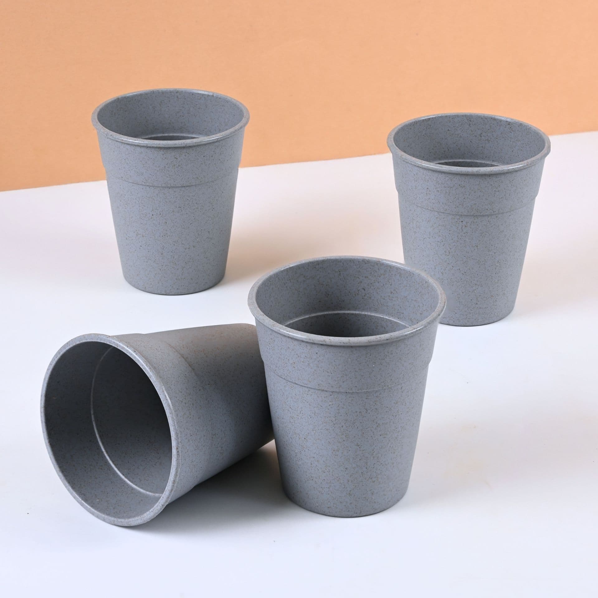 earth friendly eco nova drinking glass set of 4 350 ml for water and juice tumblers made with rice husk bamboo fibers microwave safe coffee cup for hot cold - Thulira sustainable product