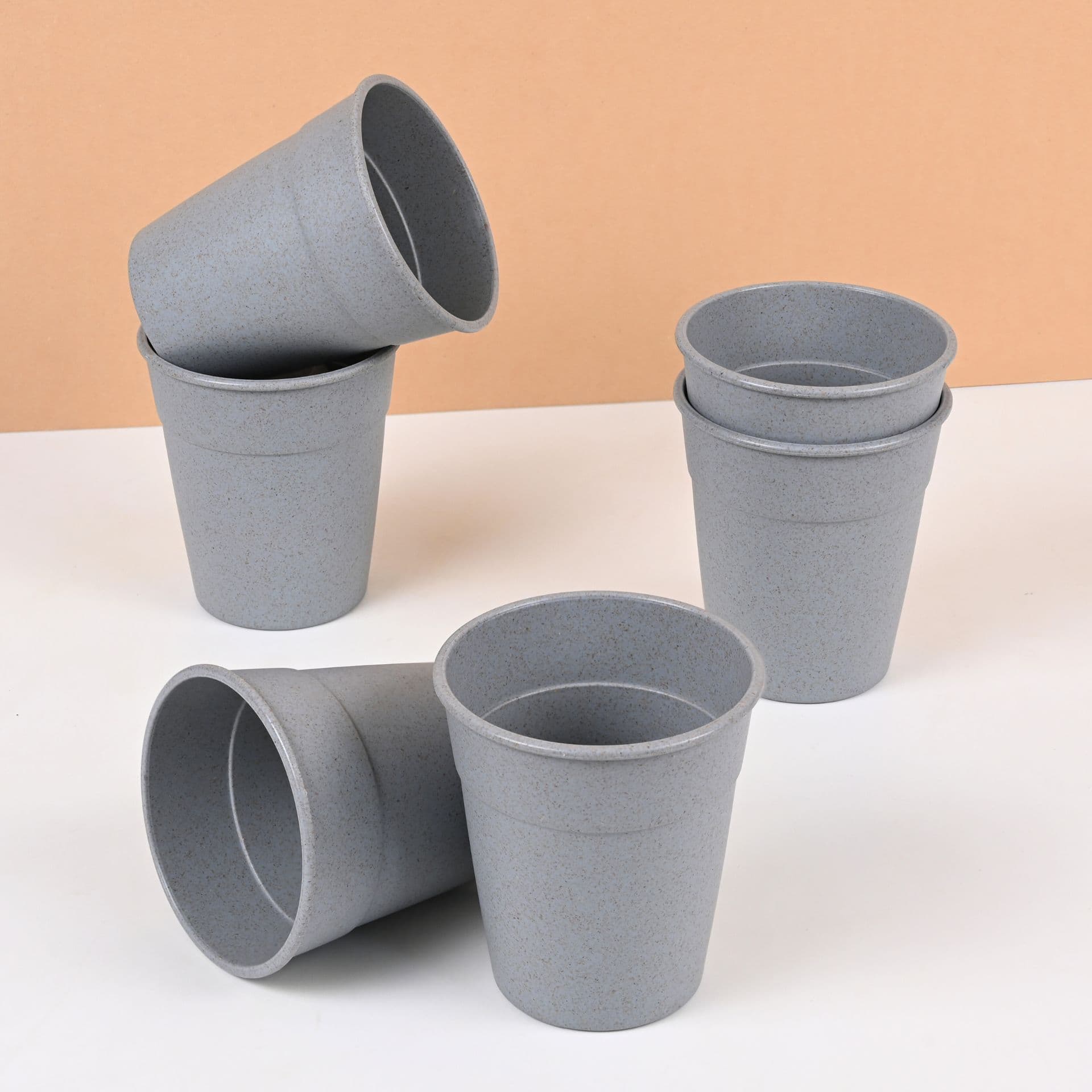 earth friendly eco nova drinking glass set of 6 350 ml for water and juice tumblers made with rice husk bamboo fibers microwave safe coffee cup for hot cold - Thulira sustainable product