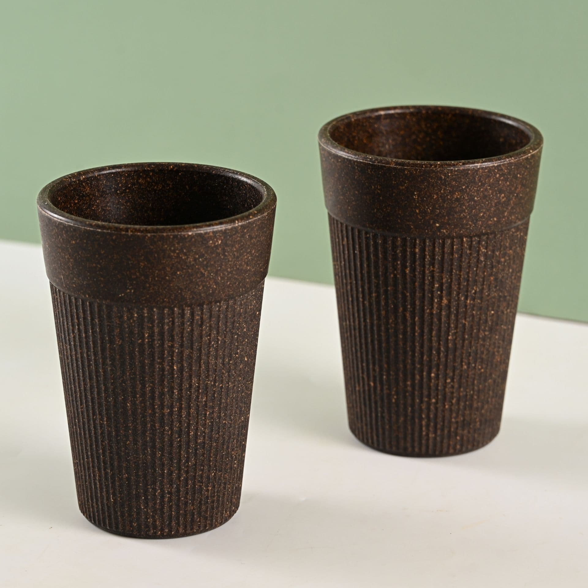 earth friendly unbreakable lassi tumbler drinking glass set of 2 350 ml for water and juice tumblers made with rice husk bamboo fibers microwave safe for hot cold - Thulira sustainable product