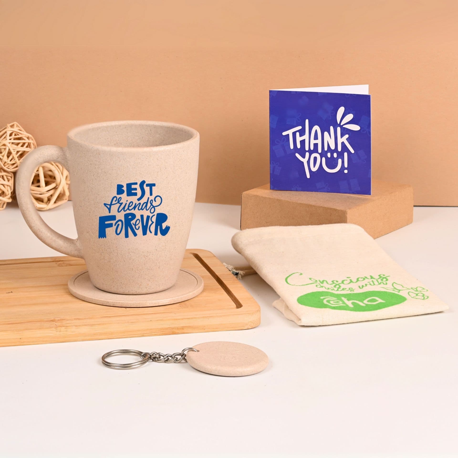 earth friendly best friends printed mug set of 1 300 ml best friend gifts birthday gift for friend coffee mug made with rice husk - Thulira sustainable product