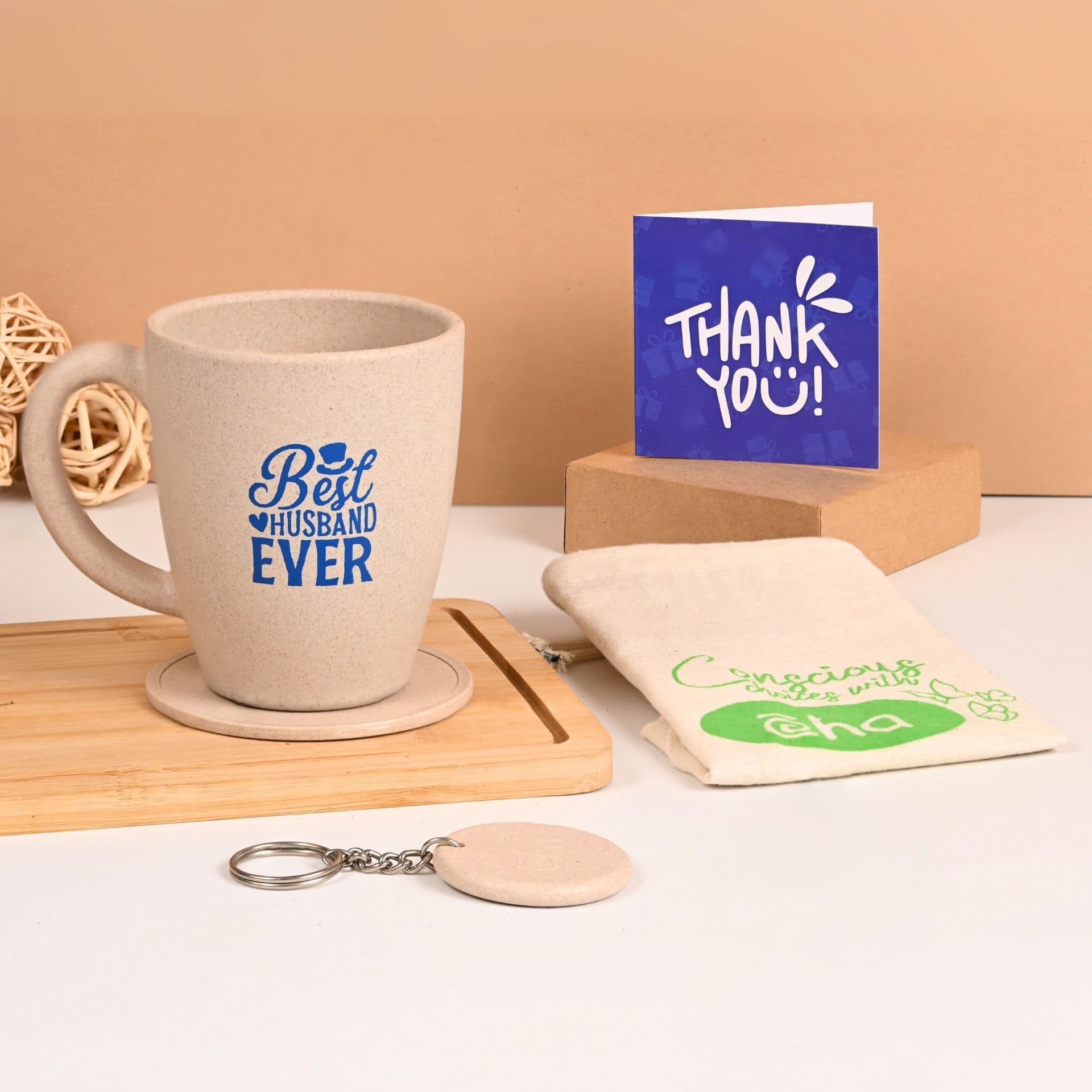 earth friendly best husband printed mug set of 1 300 ml gifts for husband birthday gift for men gift items coffee mug made with rice husk - Thulira sustainable product