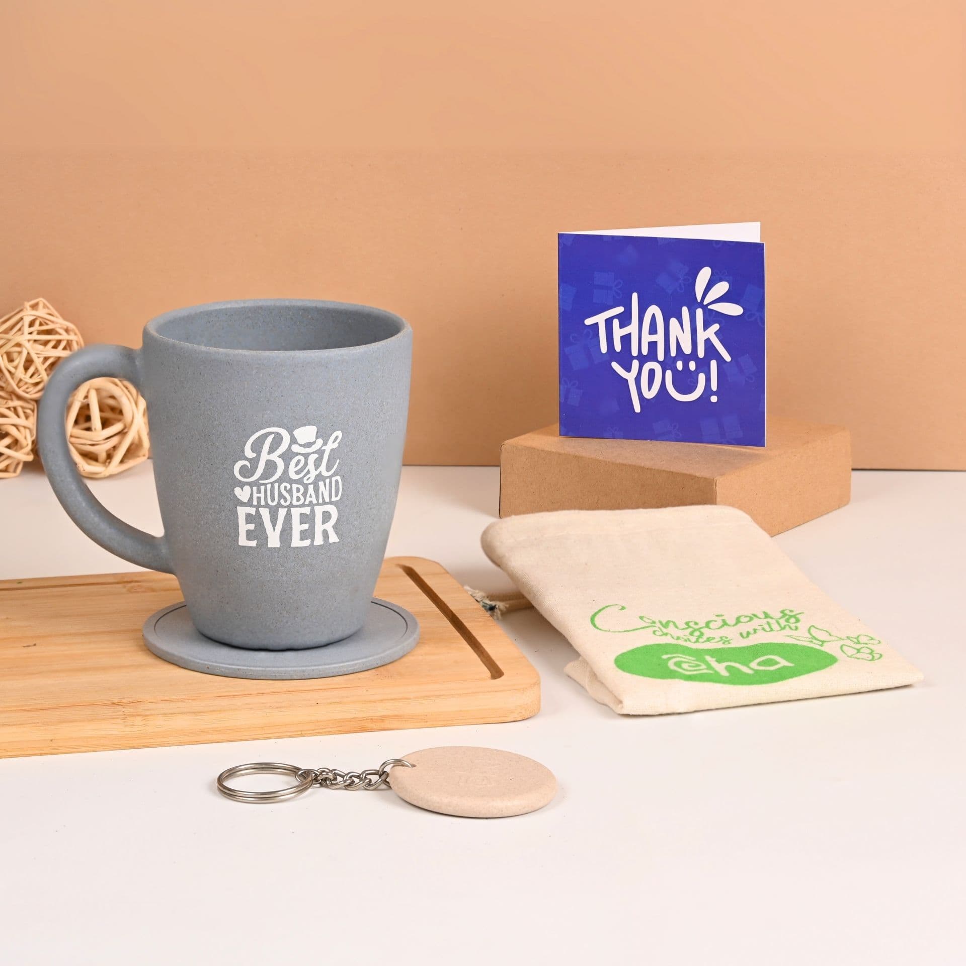 earth friendly best husband printed mug set of 1 300 ml gifts for husband birthday gift for men gift items coffee mug made with rice husk 2 - Thulira sustainable product