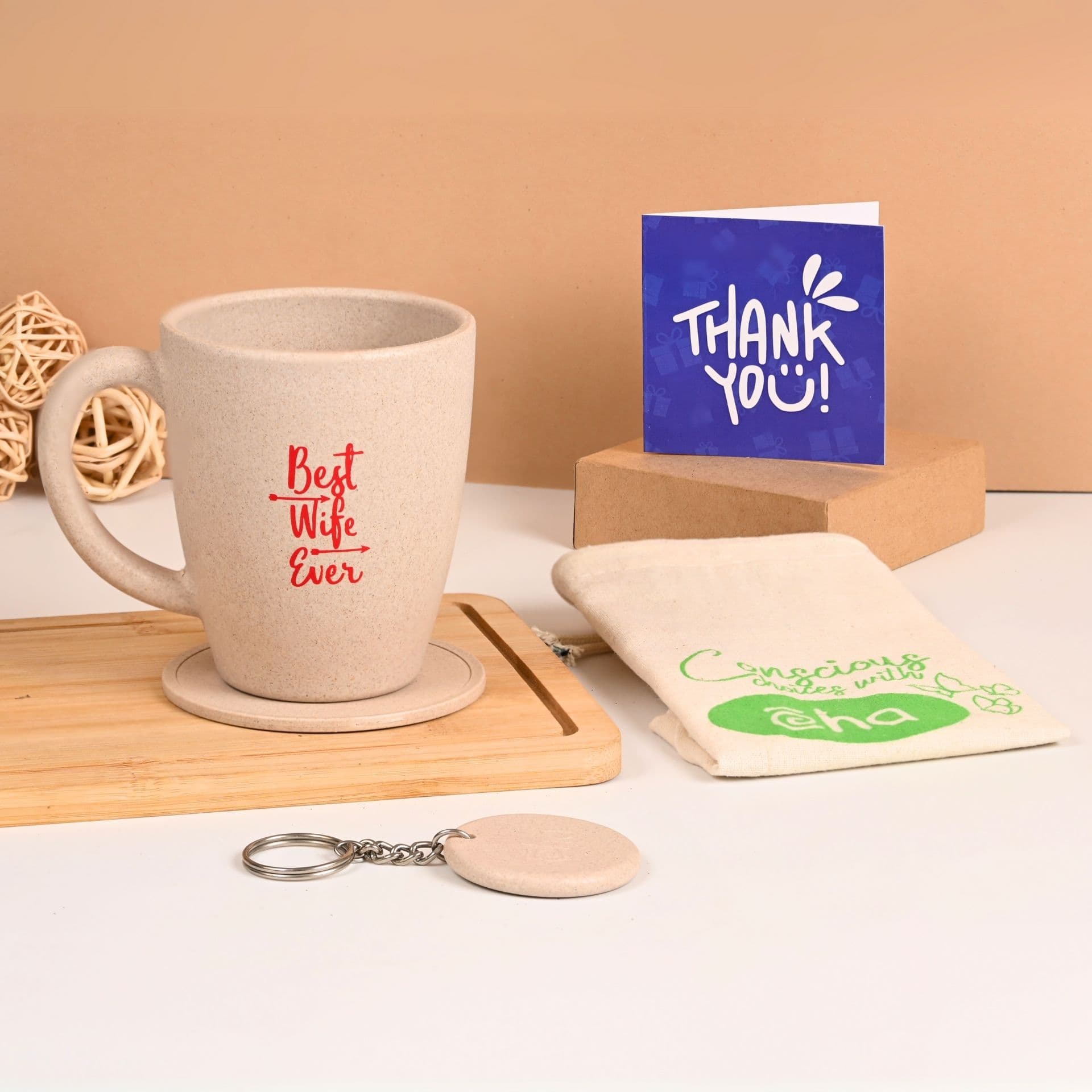 earth friendly best wife printed mug set of 1 300 ml couple gifts wedding gift for wife birthday gift for wife coffee mug made with rice husk - Thulira sustainable product