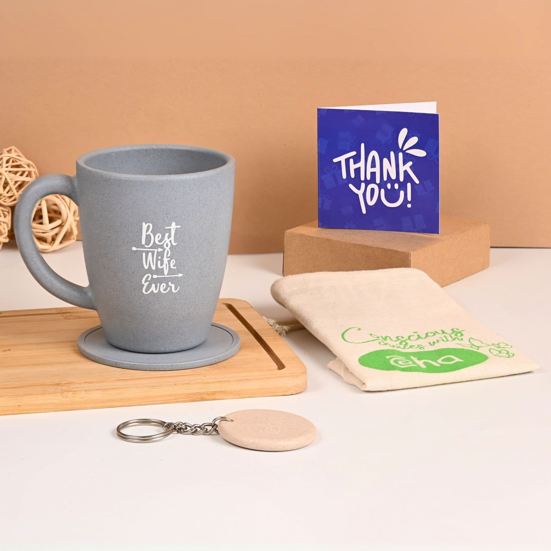earth friendly best wife printed mug set of 1 300 ml couple gifts wedding gift for wife birthday gift for wife coffee mug made with rice husk 2 - Thulira sustainable product