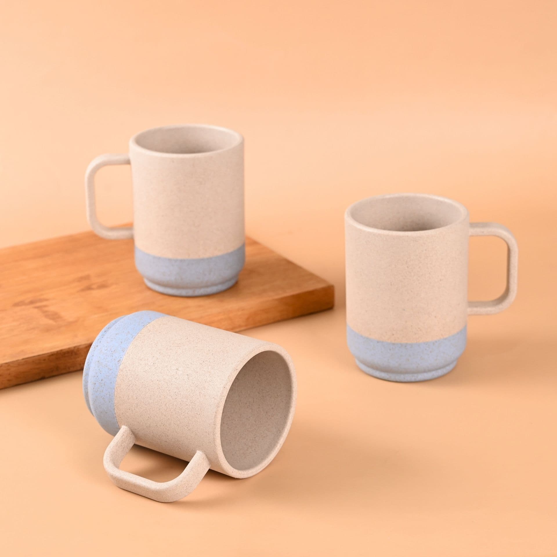 earth friendly dual java coffee mug coffee mugs set of 3 375ml mugs for gift made with rice husk biocomposite microwave safe mugs for coffee reheat only - Thulira sustainable product
