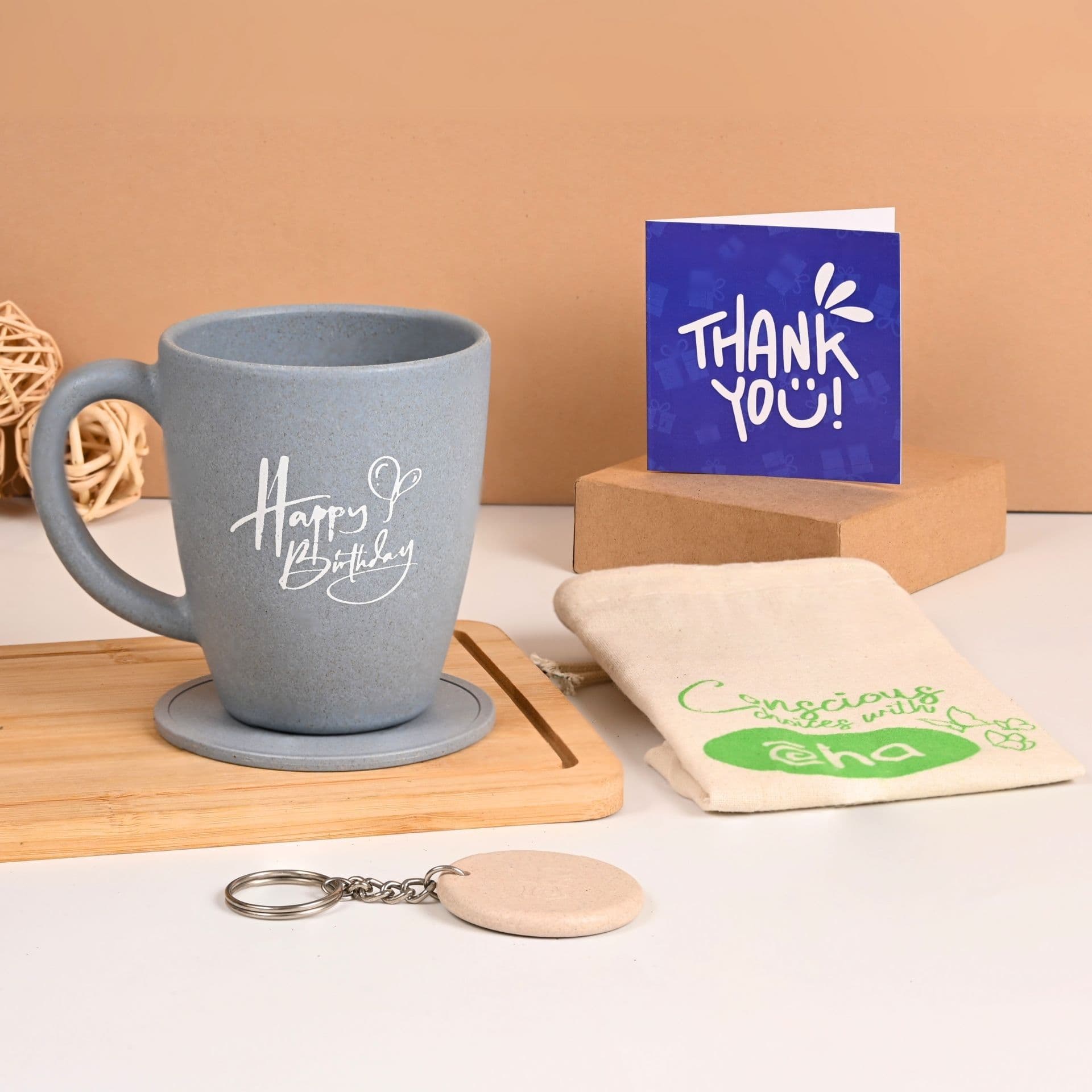 earth friendly happy birthday printed mug set of 1 300 ml birthday gift for friend mugs for gift coffee mug made with rice husk 2 - Thulira sustainable product