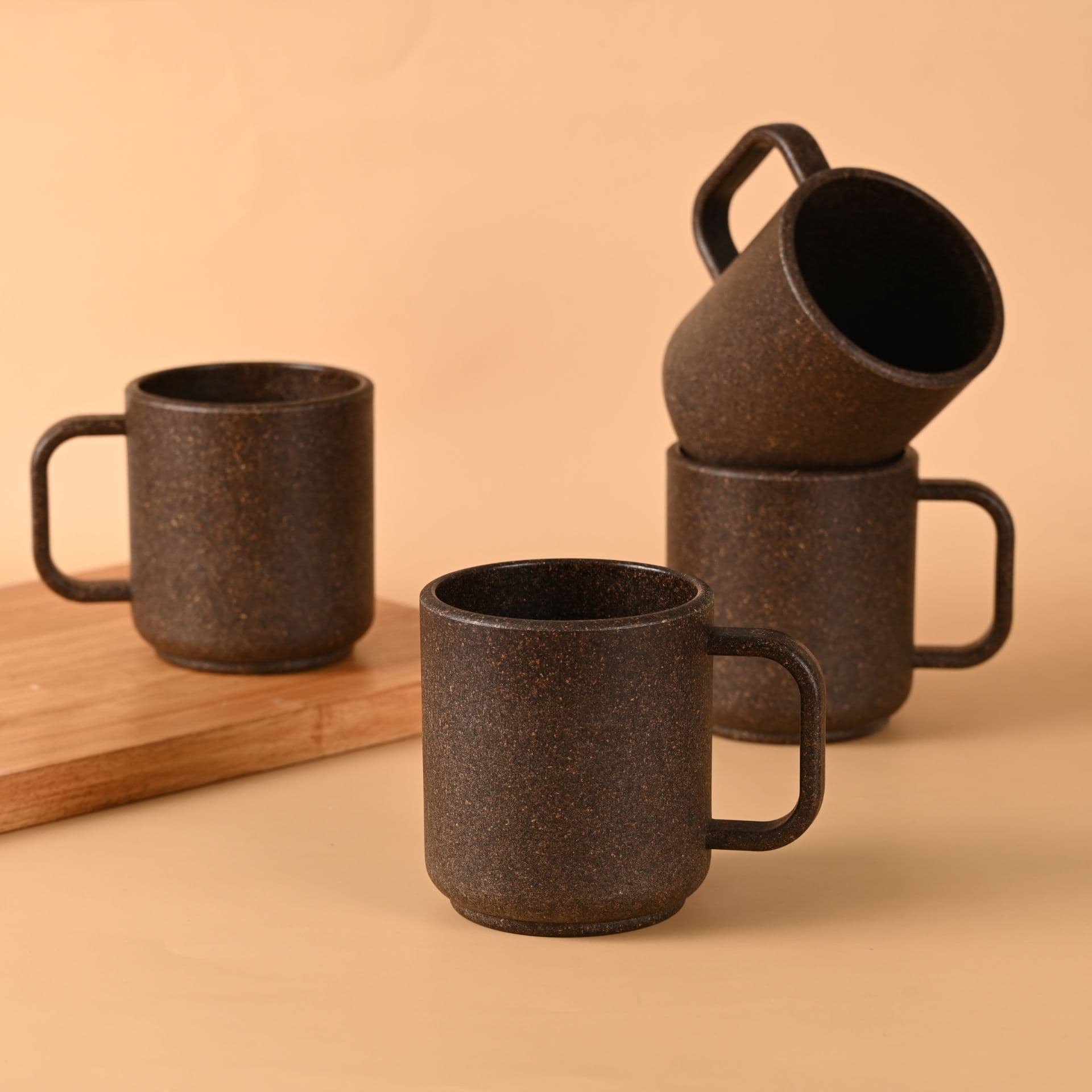 earth friendly java coffee mug set of 4 350ml mugs for gift made with rice husk biocomposite coffee mugs microwave safe mugs for coffee reheat only coffee cups and mugs - Thulira sustainable product