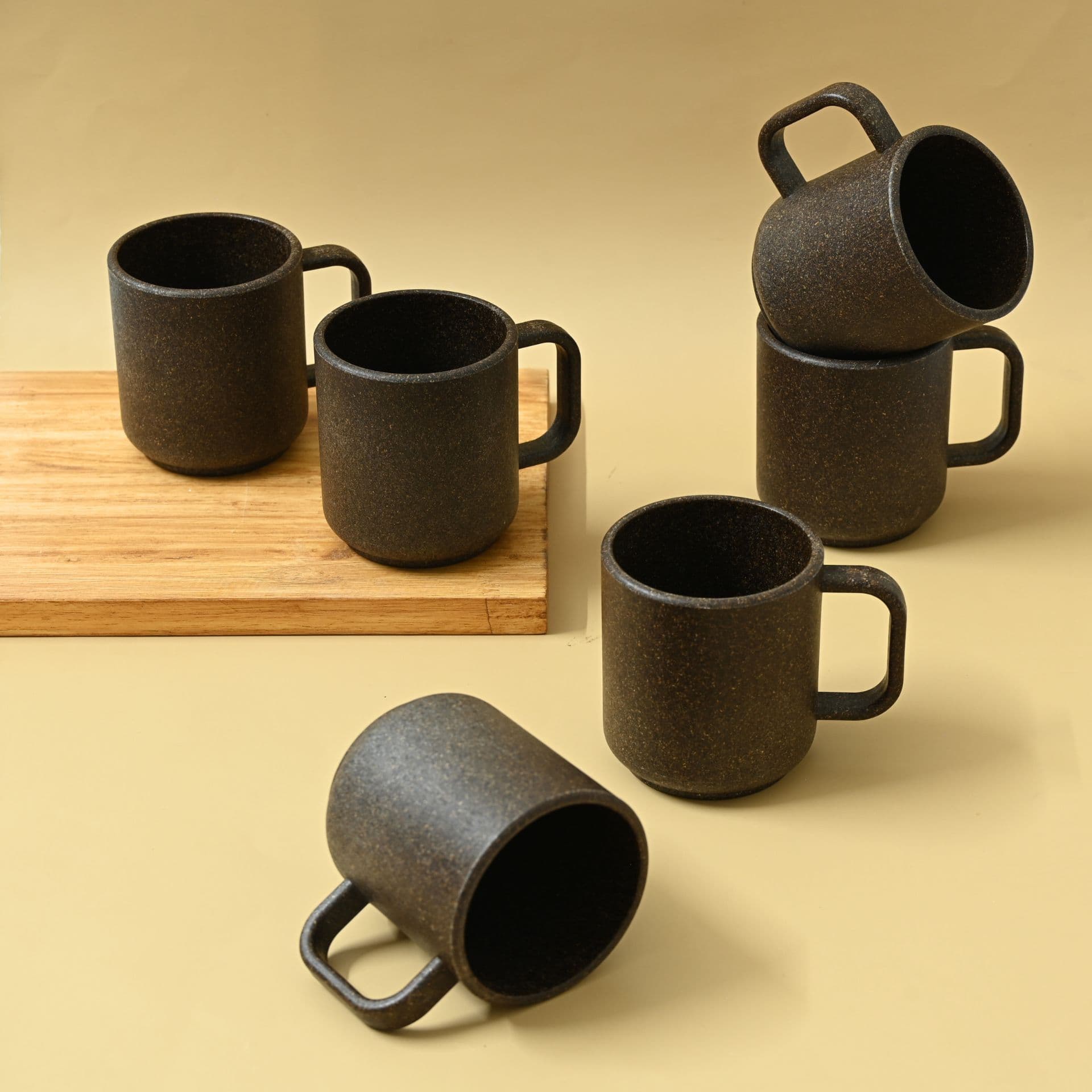earth friendly java coffee mug set of 6 350ml mugs for gift made with rice husk biocomposite coffee mugs microwave safe mugs for coffee reheat only coffee cups and mugs - Thulira sustainable product