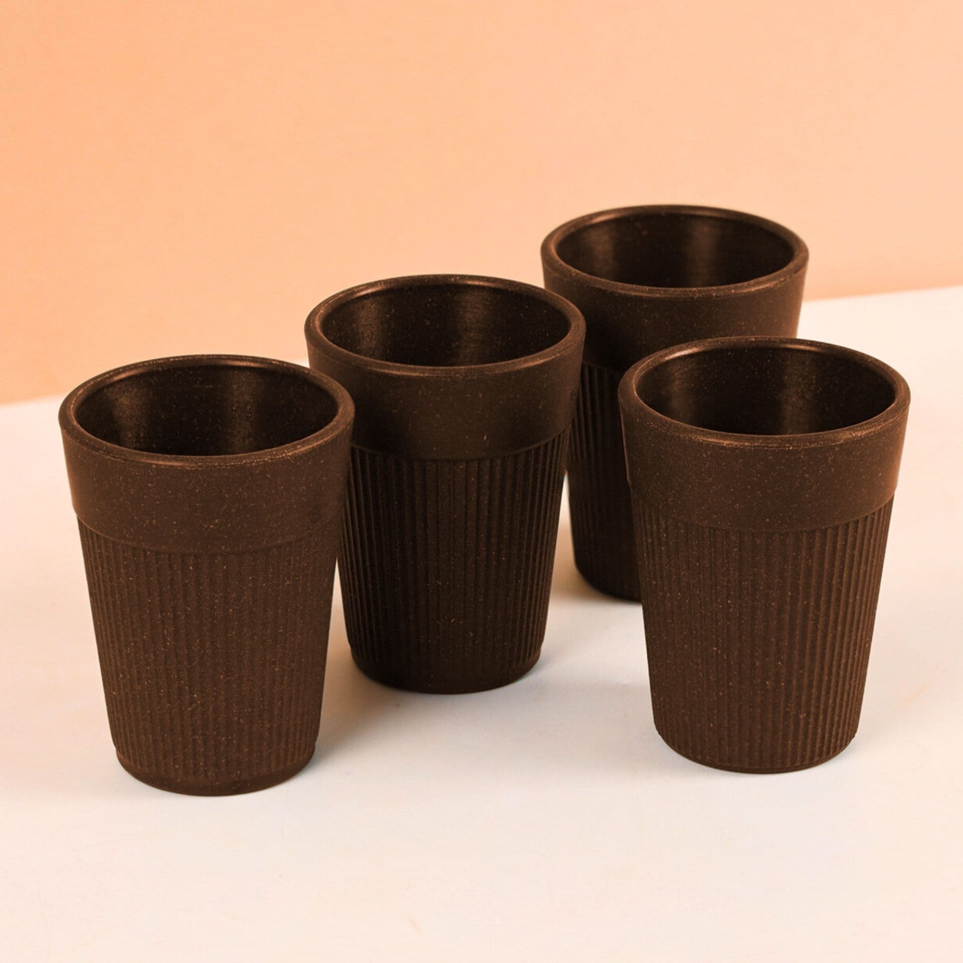 earth friendly statement chai cups set of 4 120 ml coffee cup made with rice husk bamboo fibers microwave safe tea set hot cold coffee mug milk tea cup set - Thulira sustainable product