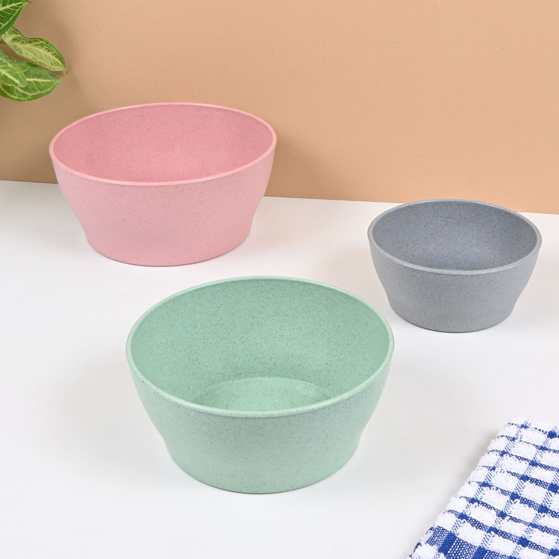 earth friendly elara serving bowls 1000 ml 600ml 300ml set of 3 microwave safe bowl set mixing bowl made with rice husk biocomposite for hot cold - Thulira sustainable product