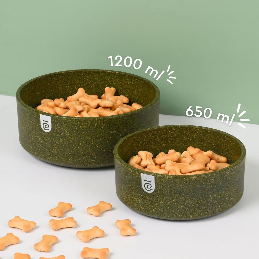 earth friendly greenpaws pet bowl set of 2 1200 ml 650 ml bowls made with bamboo fibers rice husk for hot cold servings - Thulira sustainable product