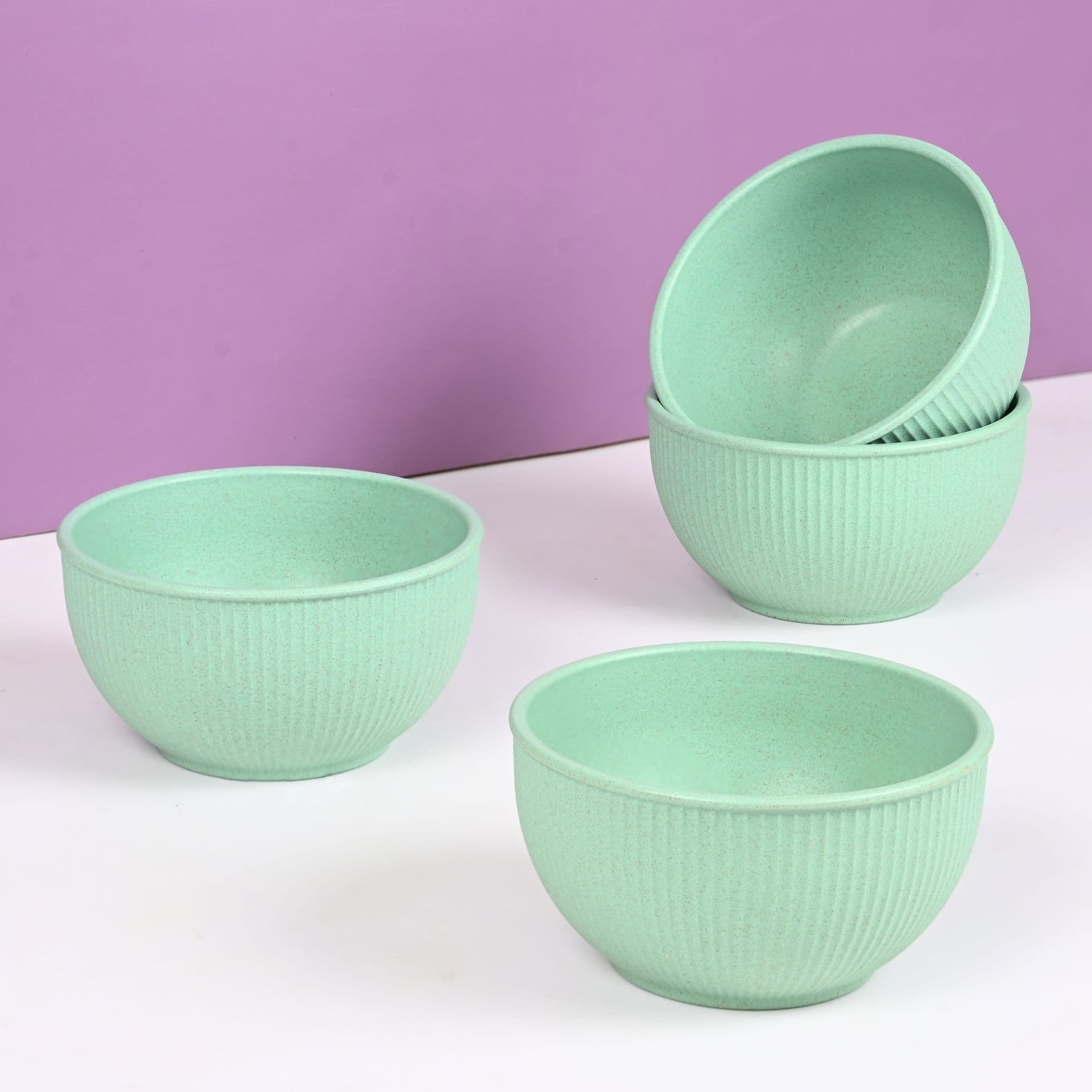 earth friendly statement bowls for food 550 ml set of 4 salad bowl made with rice husk biocomposite microwave safe bowl set for hot cold serving - View 1