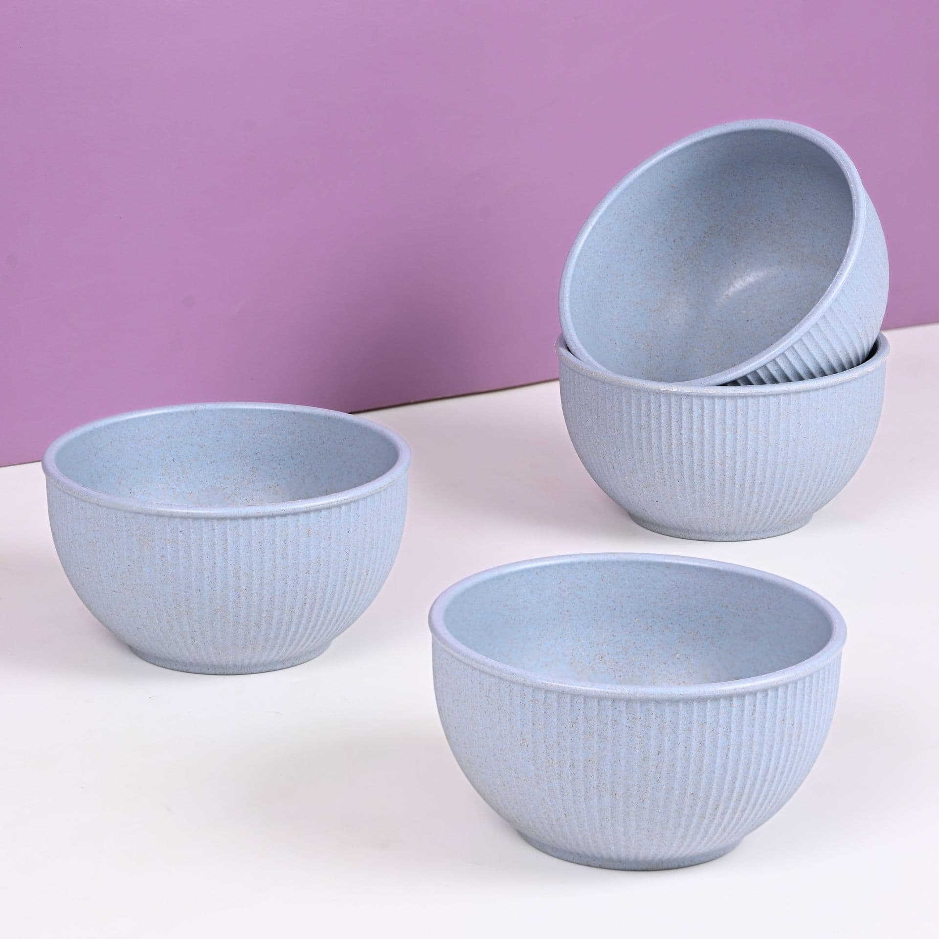 earth friendly statement bowls for food 550 ml set of 4 salad bowl made with rice husk biocomposite microwave safe bowl set for hot cold serving - Thulira sustainable product