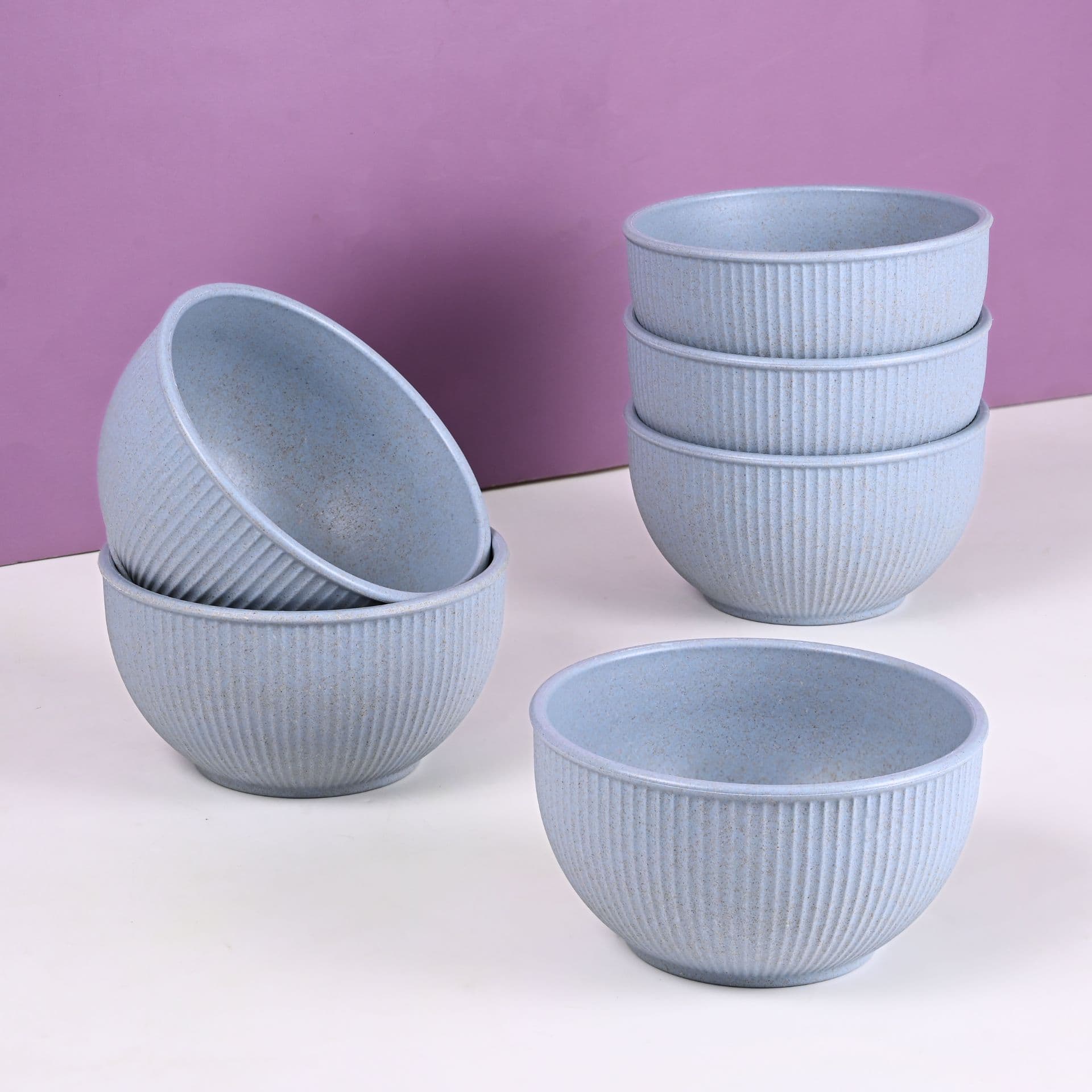 earth friendly statement bowls for food 550 ml set of 6 salad bowl made with rice husk biocomposite microwave safe bowl set for hot cold serving - Thulira sustainable product
