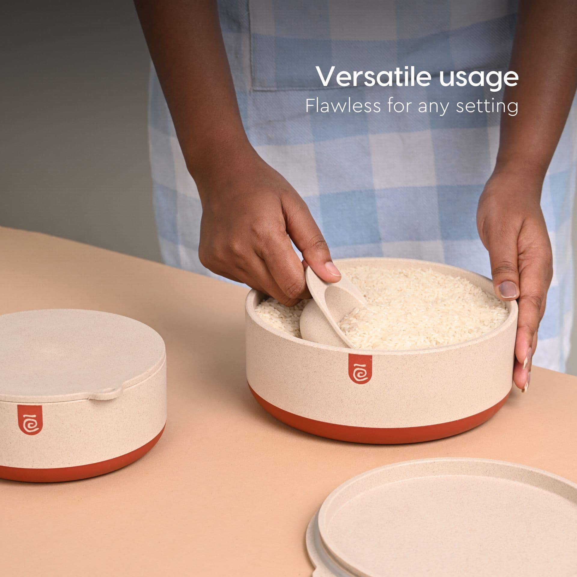 earth friendly terravo storage containers for kitchen 1200ml 600ml pack of 2 storage bowls made with rice husk biocomposite bowl with lid antiskid airtight containers - Thulira sustainable product