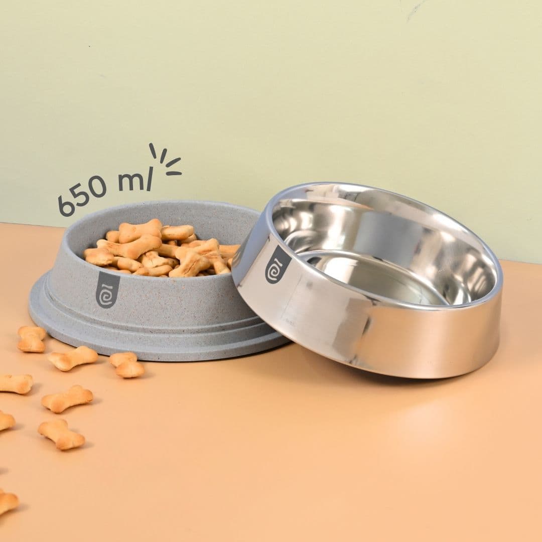 eha earth friendly multipurpose pet bowls for dogs 650 ml steel dog bowl pet bowl made with rice husk bamboo fibers dog food bowl - Thulira sustainable product