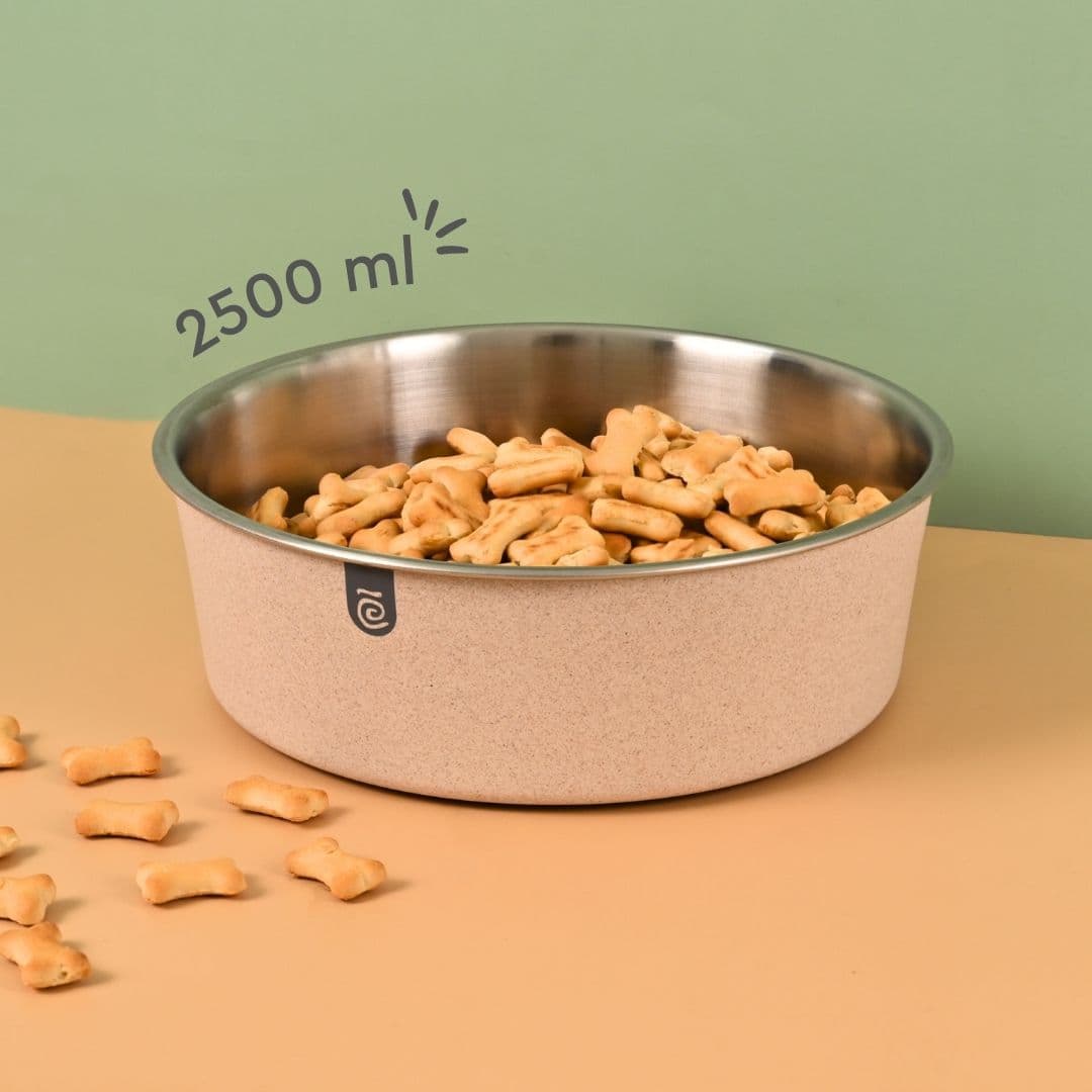 eha earth friendly pet bowls for dogs 2500 ml steel bowl for dog pet bowl made with rice husk dog bowl large size - Thulira sustainable product