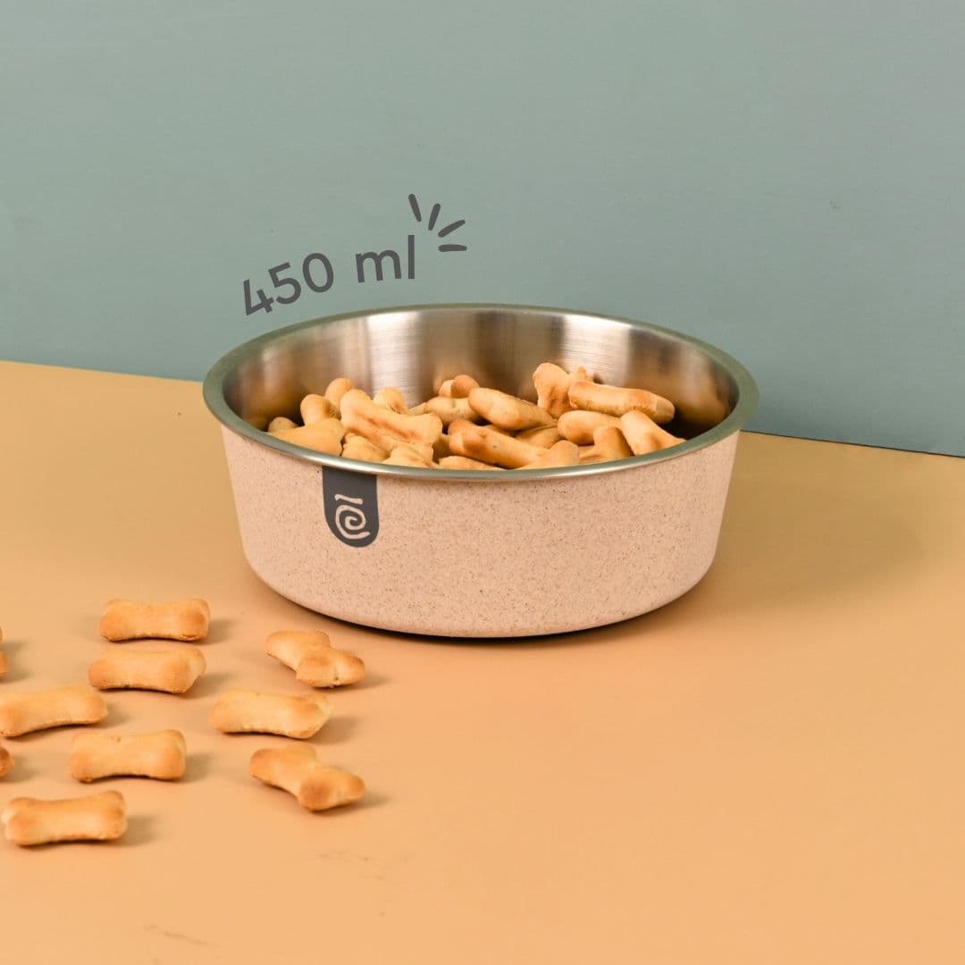 eha earth friendly pet bowls for dogs 450 ml steel bowl for dog pet bowl made with rice husk dog food bowl - Thulira sustainable product