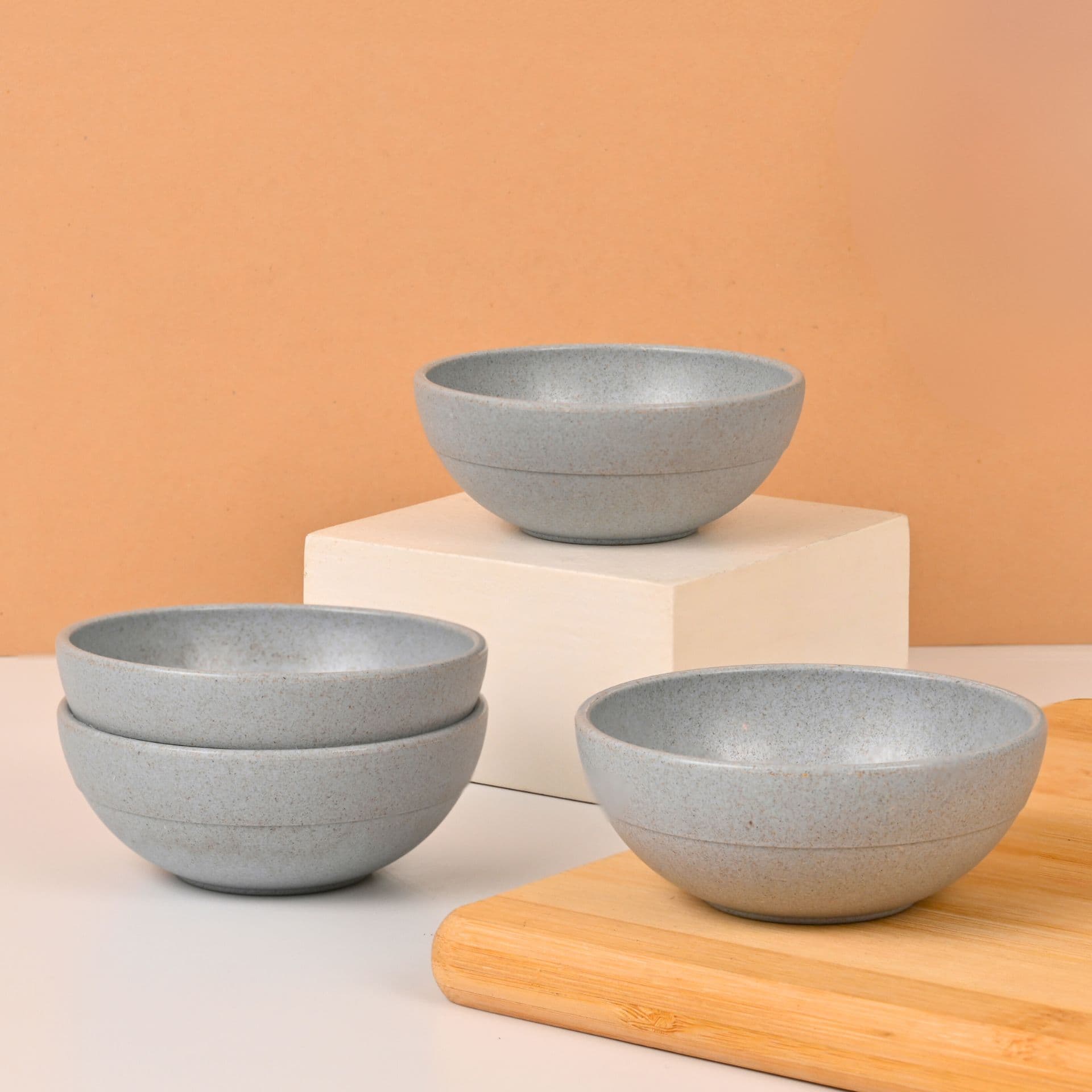 eha earth friendly set of 4 dip bowls for kitchen 175 ml made with bamboo fibers rice husk microwave safe bowl set for hot cold serving bowls - Thulira sustainable product