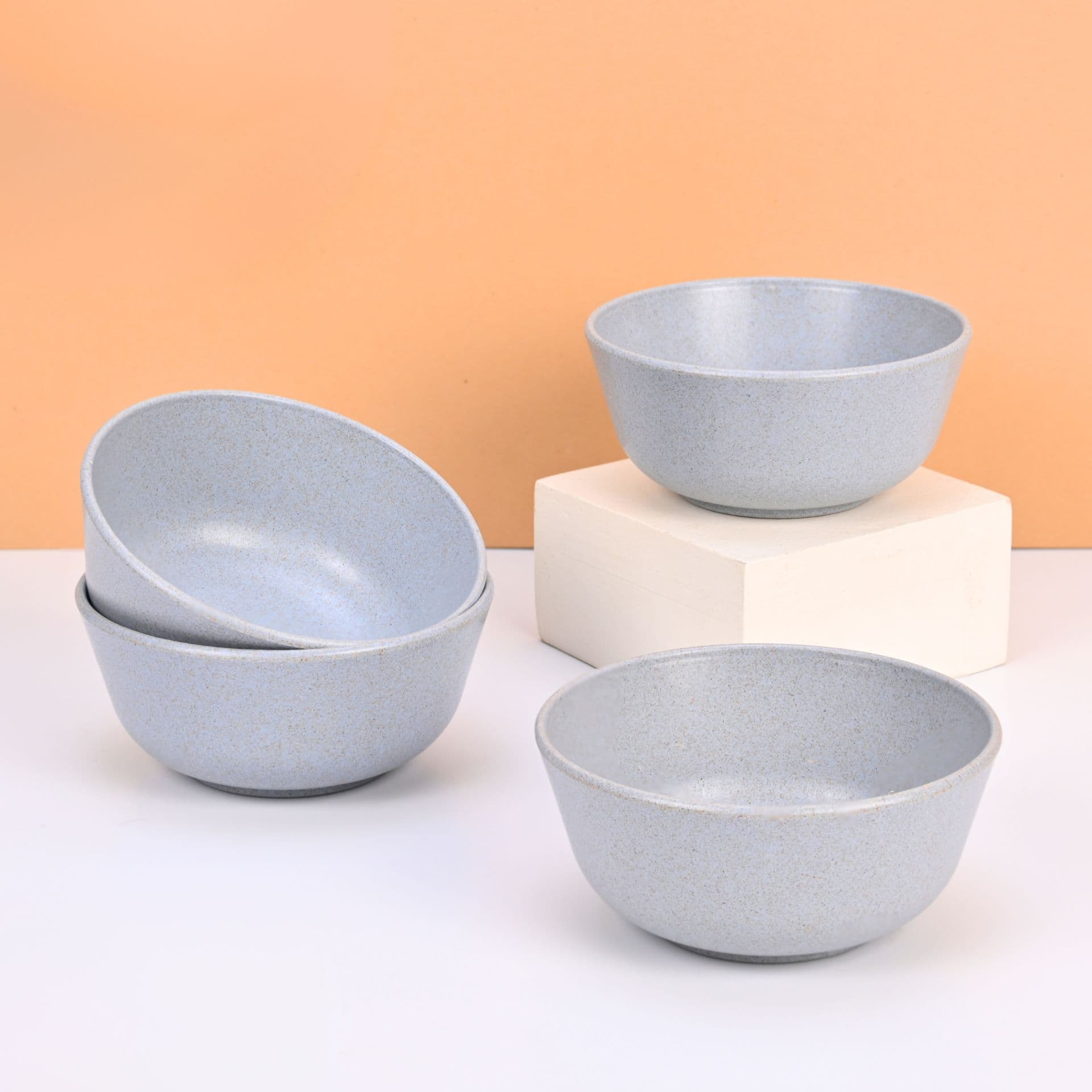 eha earth friendly set of 4 small curry bowls for kitchen 300 ml made with bamboo fibers rice husk microwave safe bowl set for hot cold serving bowls - Thulira sustainable product