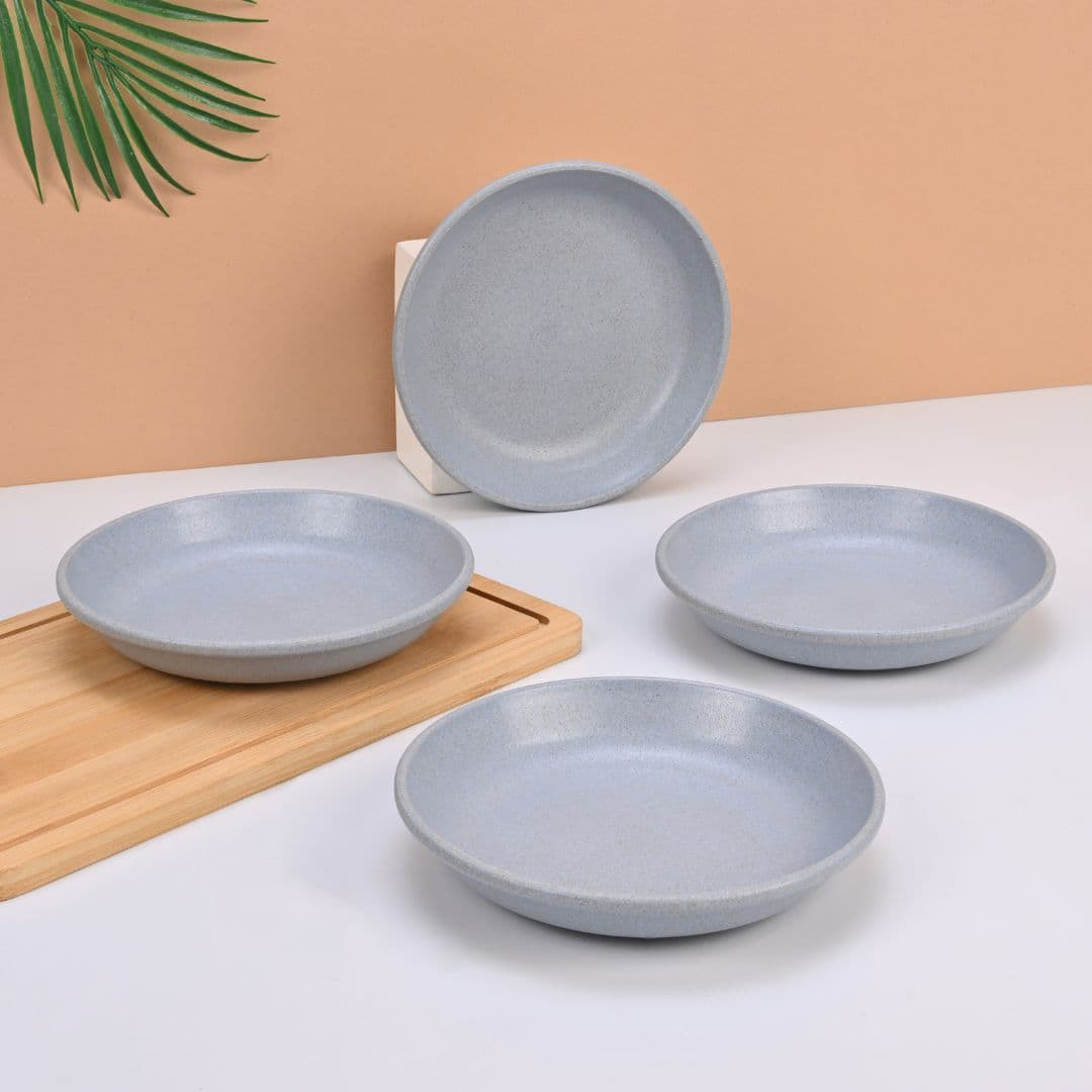 eha earth friendly small plates set for snacks 6 inch set of 4 snacks plates made with rice husk microwave safe plates snack plate set for kitchen - Thulira sustainable product