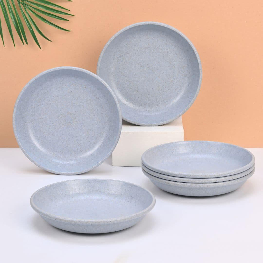 eha earth friendly small plates set for snacks 6 inch set of 6 snacks plates made with rice husk microwave safe plates snack plate set for kitchen - Thulira sustainable product