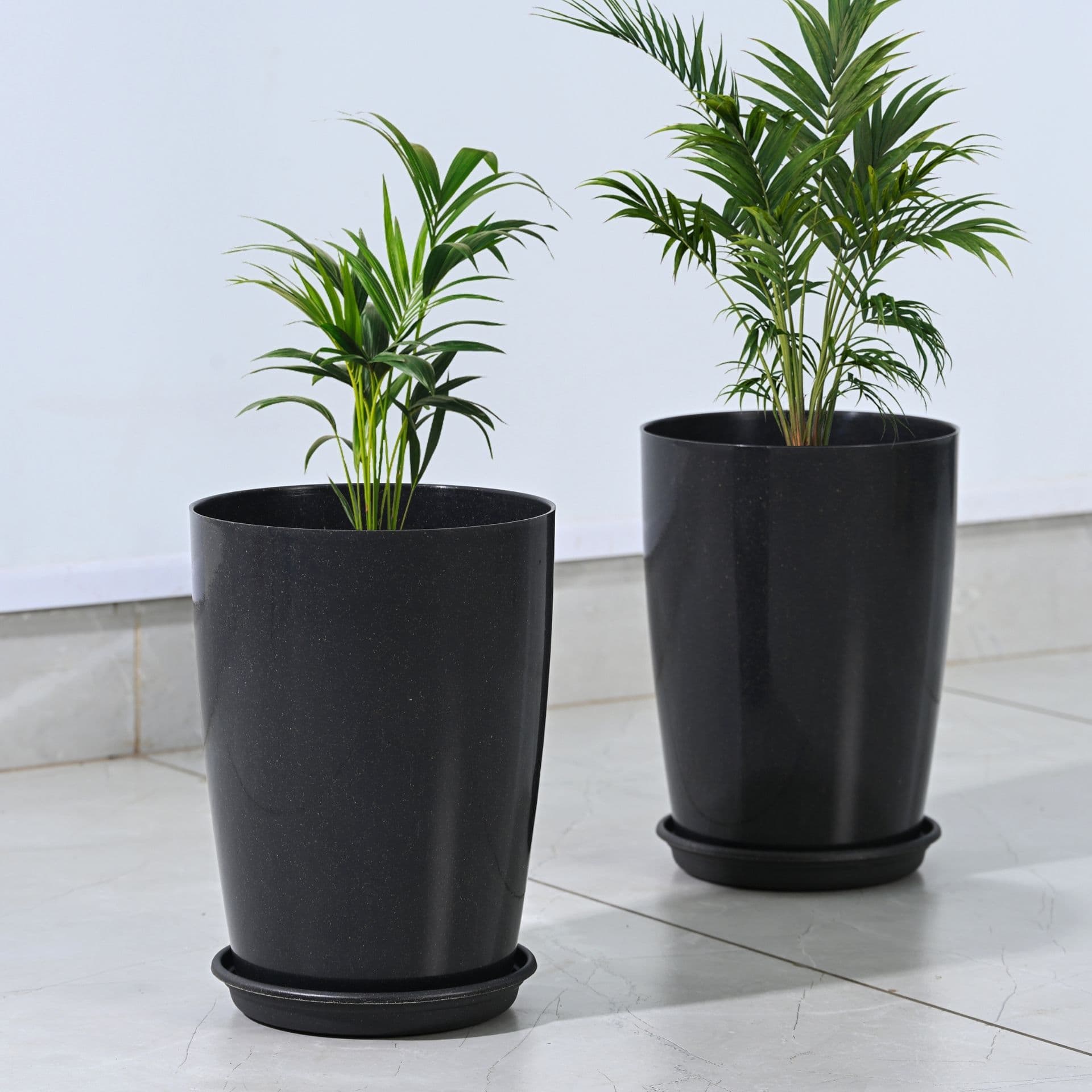 earth friendly cypress 10 set of 2 tower pots and planters bamboo based flower pots with plates uv protected light weight for indoor home decor outdoor balcony garden - Thulira sustainable product