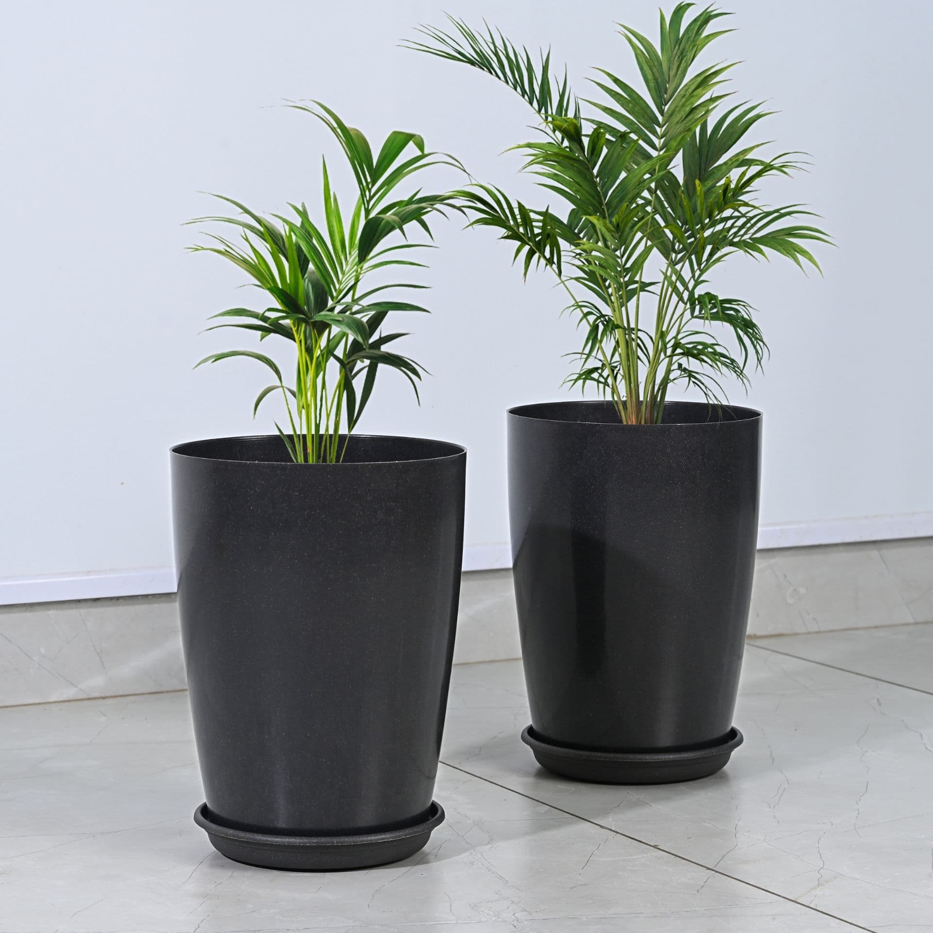 earth friendly cypress 13 set of 2 tower pots and planters bamboo based flower pots with plates uv protected light weight for indoor home decor outdoor balcony garden copy - Thulira sustainable product