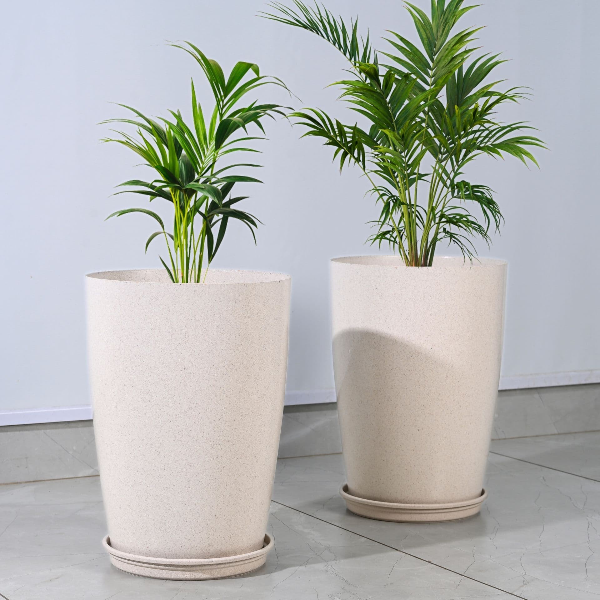 earth friendly cypress 16 set of 2 tower pots and planters bamboo based flower pots with plates uv protected light weight for indoor home decor outdoor balcony garden - Thulira sustainable product