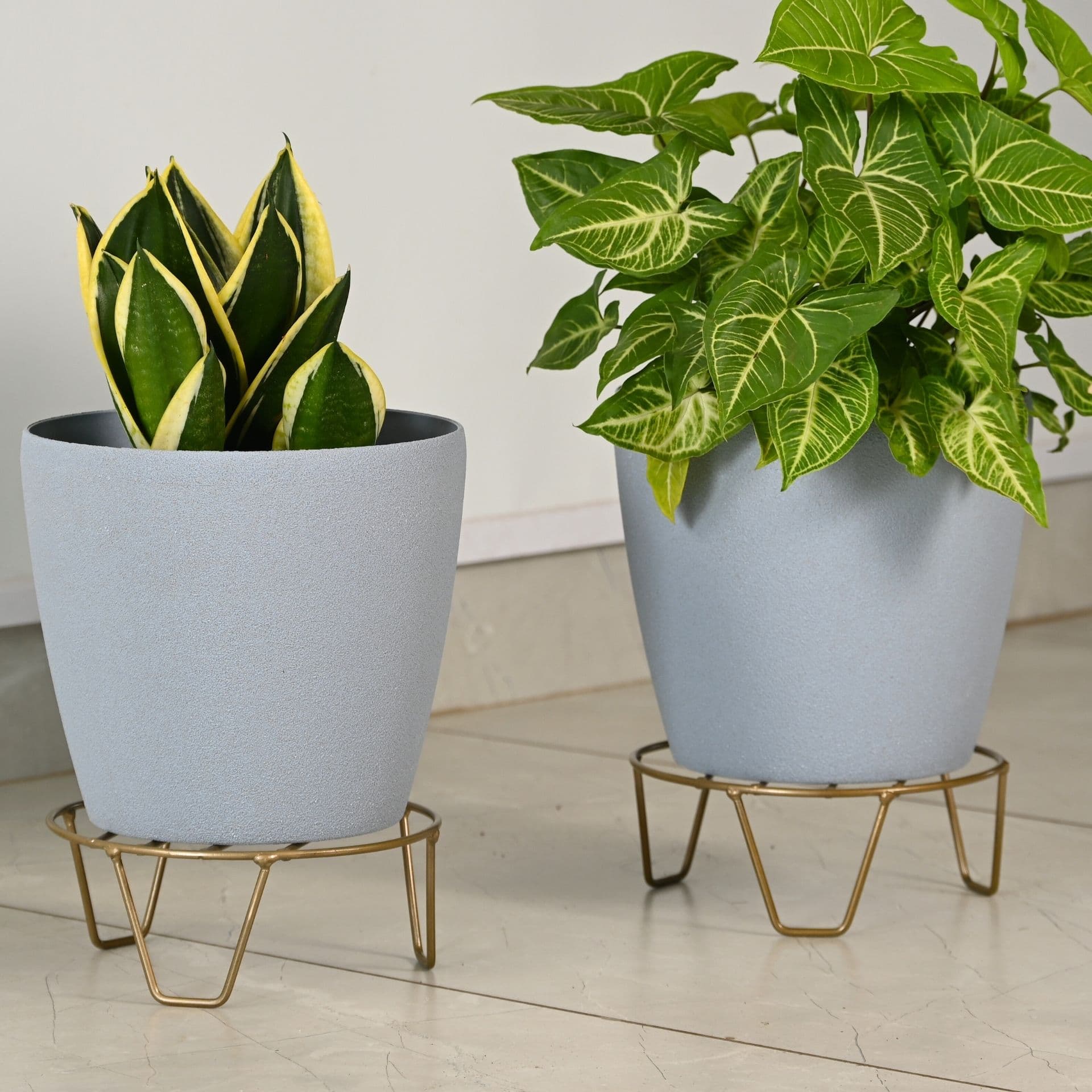 earth friendly deco 9 set of 2 self watering pots and planters with stand bamboo based uv protected for indoor home decor outdoor balcony garden - Thulira sustainable product