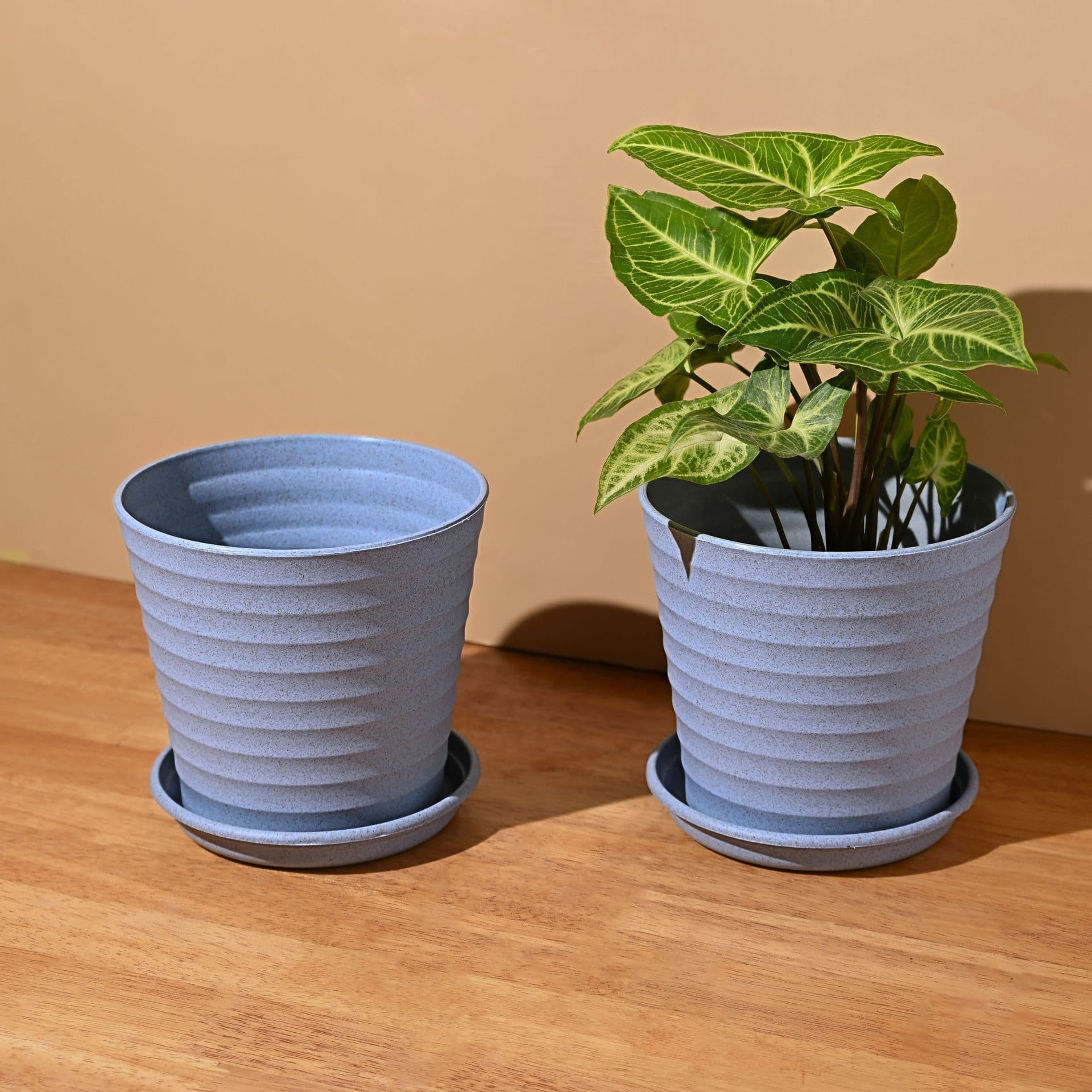 earth friendly linea 5 5 set of 2 pots for plants bamboo based plant pots uv protected flower pot for indoor home decor outdoor balcony garden - Thulira sustainable product