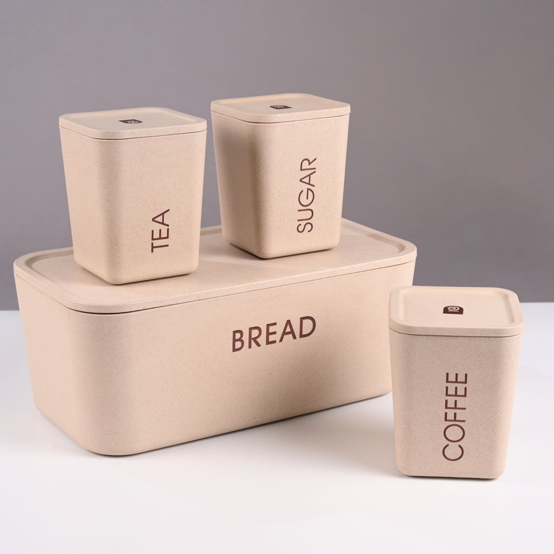 earth friendly kitchen storage jars containers and bread box set of 4 6000 ml 800ml x 3 multipurpose kitchen container boxes for storage made with rice husk airtight - Thulira sustainable product